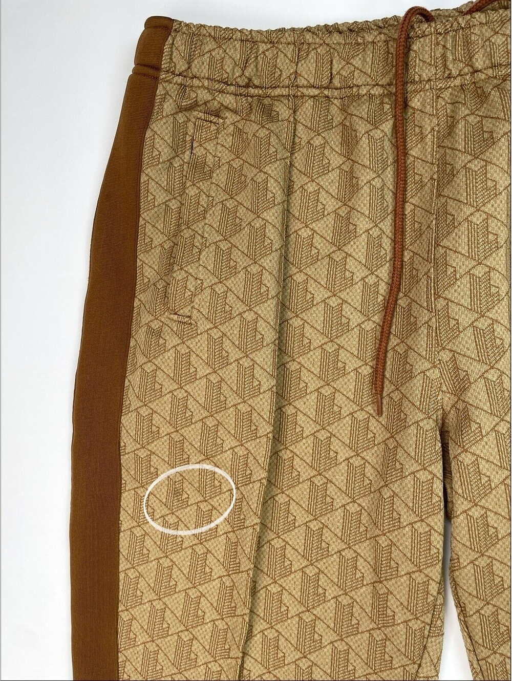 Lacoste Mens Monogram Jacquard Track Pants XL Brown Tapered Sweatpants - Picture 12 of 12
